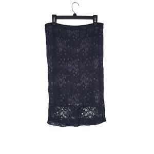 Eileen Fisher Lace Skirt Medium Black Knit Pull On Stretch Elastic Waist Pencil